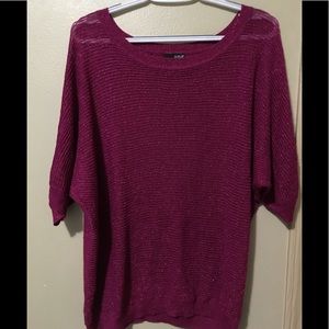 Semi sheer sparkly burgundy top